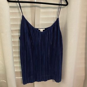 navy blue crinkle tank top